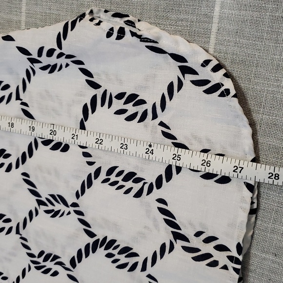 Neiman Marcus White & Blue 100% Linen V Neck Top Shirt, Size S - Picture 9 of 15